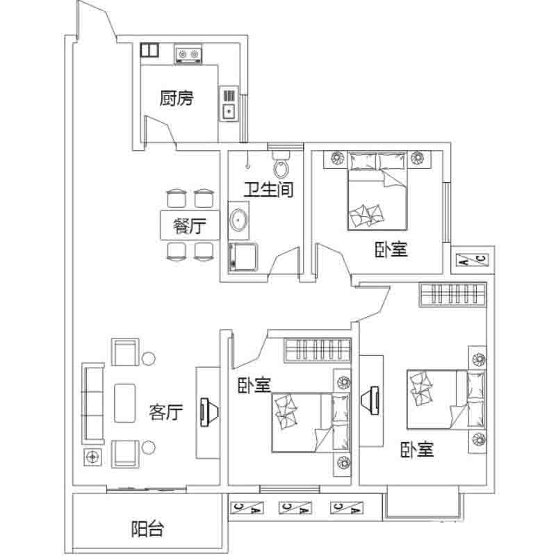 B戶型左戶 3室2廳 127㎡