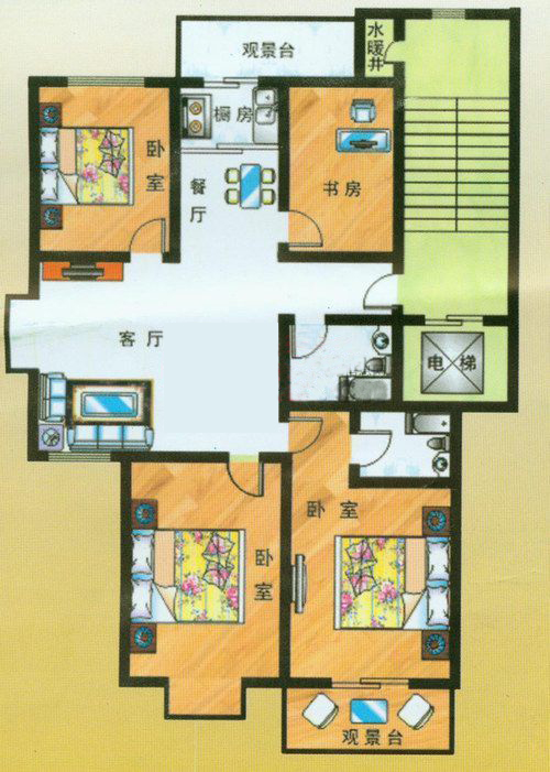 4室2廳1衛(wèi)2廚1陽臺(tái) 147㎡